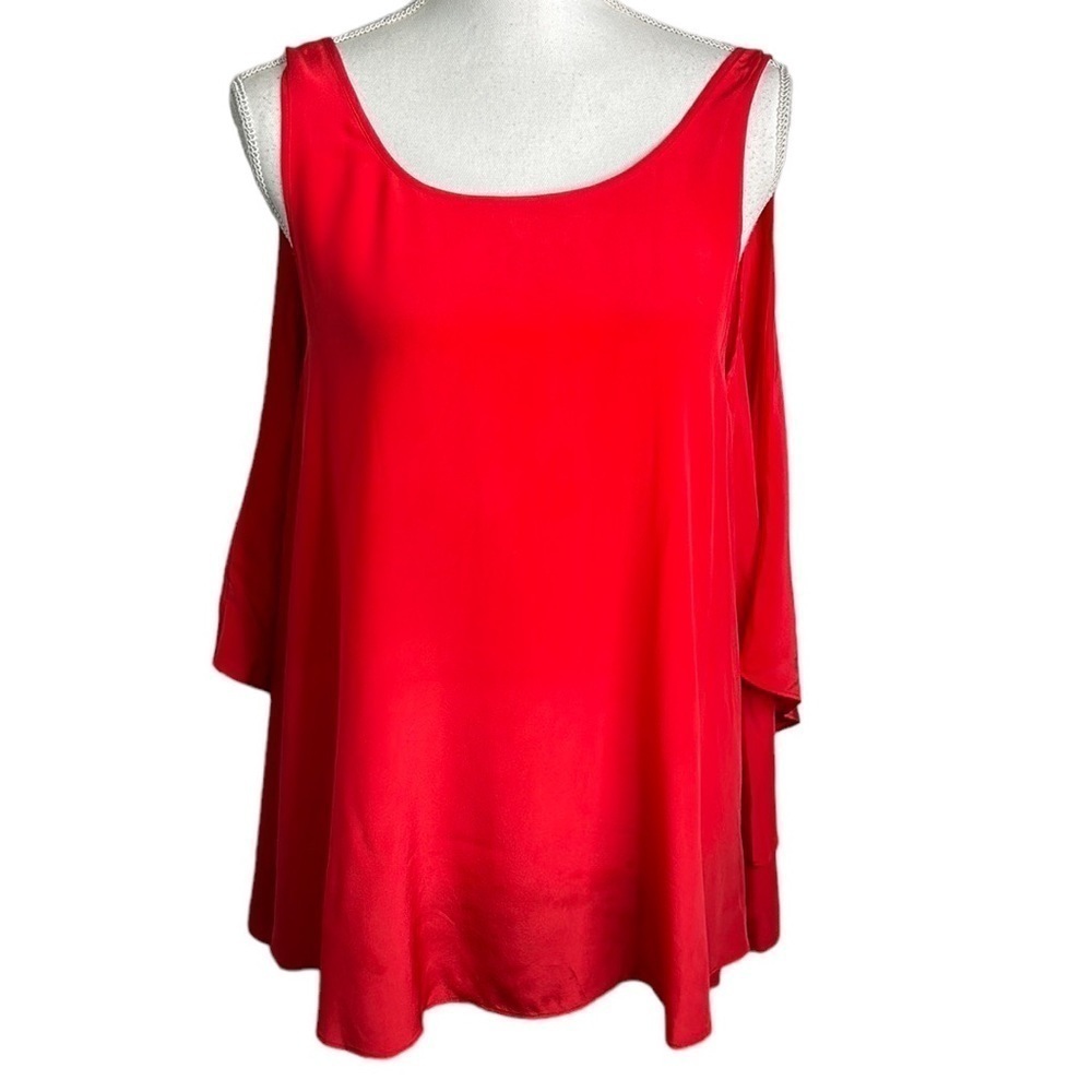 BCBGMaxAzria Coral Silk Flowy High Low Tank Top Size Medium